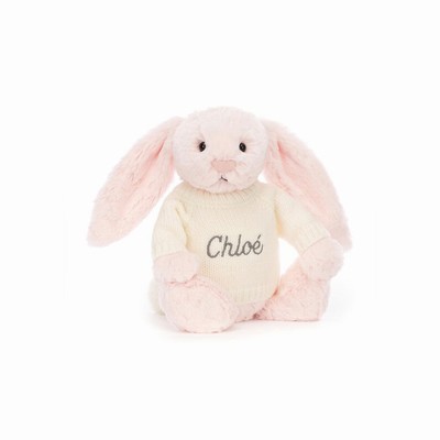 Jellycat Bashful Pink Bunny with Cream Jumper Australia | 487095SJM